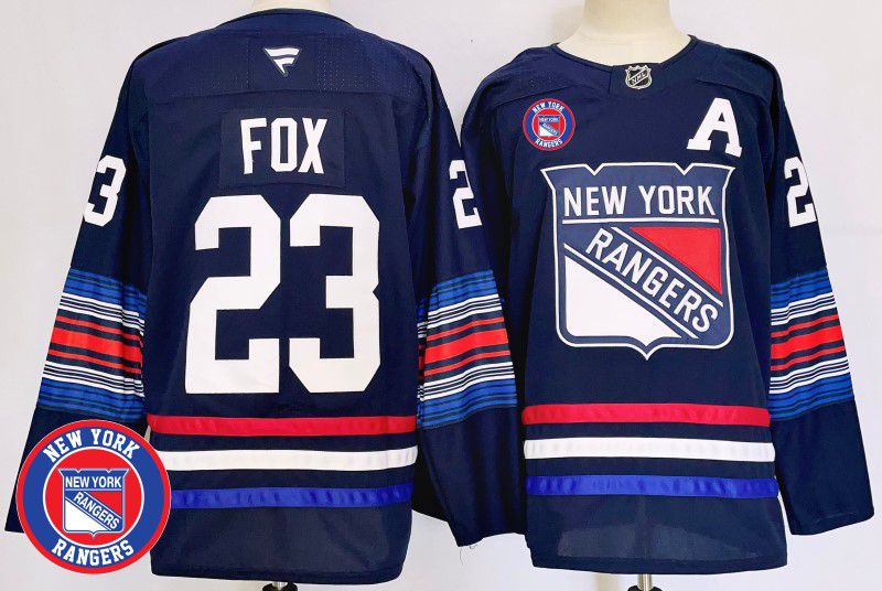 Men New York Rangers 23 Fox Blue Fanatics 2025 NHL Jersey style 7